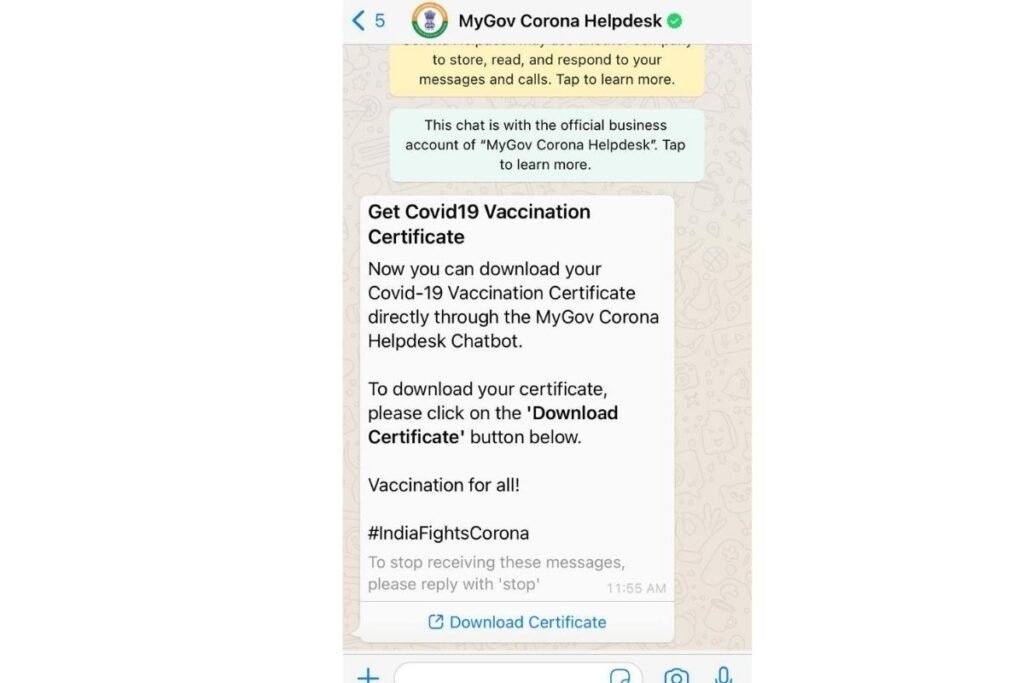 How to Get COVID-19 Vaccination Certificate Through Whatsapp