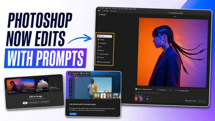 Photoshop AI Assisted Editor using prompts and AI Markup to edit an image